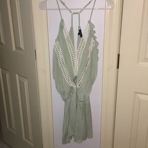 Honeybum light blue romper. Size L